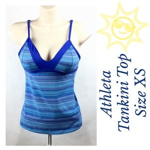 Athleta Blue Striped Tankini Top Size XS